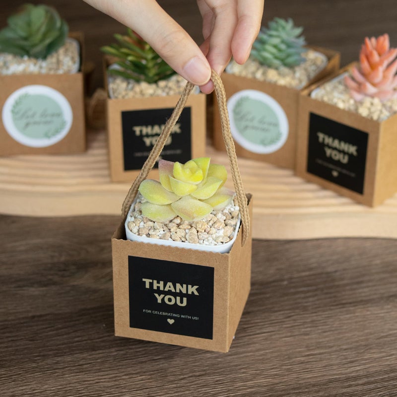 Temlum Succulent Wrap Bags with Thank You & Let Love Grow Stickers  Succulent Gift Box Fits 2.5 Inch Pots Wedding  Baby Shower  Succulent Party Favors for Guests (40pcs) - Image 5
